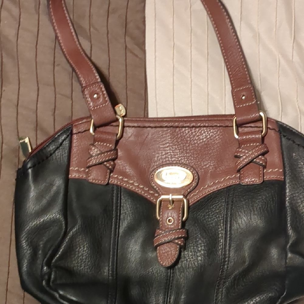 b.o.c. Black and Brown Shoulder Bag with Structured Design
